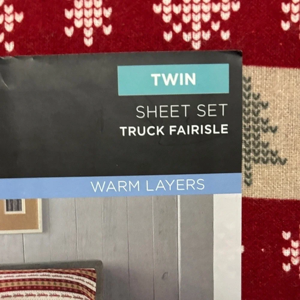 Cuddl Duds Festive Holiday Red Truck Heavyweight Twin Flannel Sheets Winter NWT